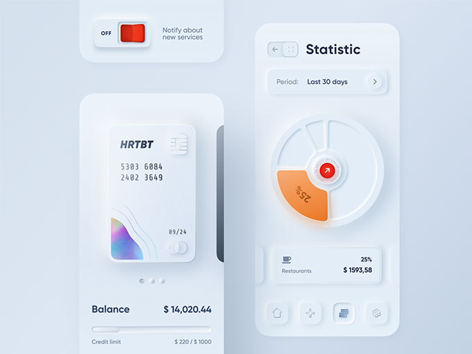 Skeuomorph Mobile Banking by Alexander Plyuto