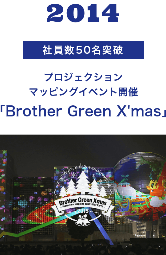 2014 社員数50名突破 プロジェクション マッピングイベント開催 「Brother Green X'mas」